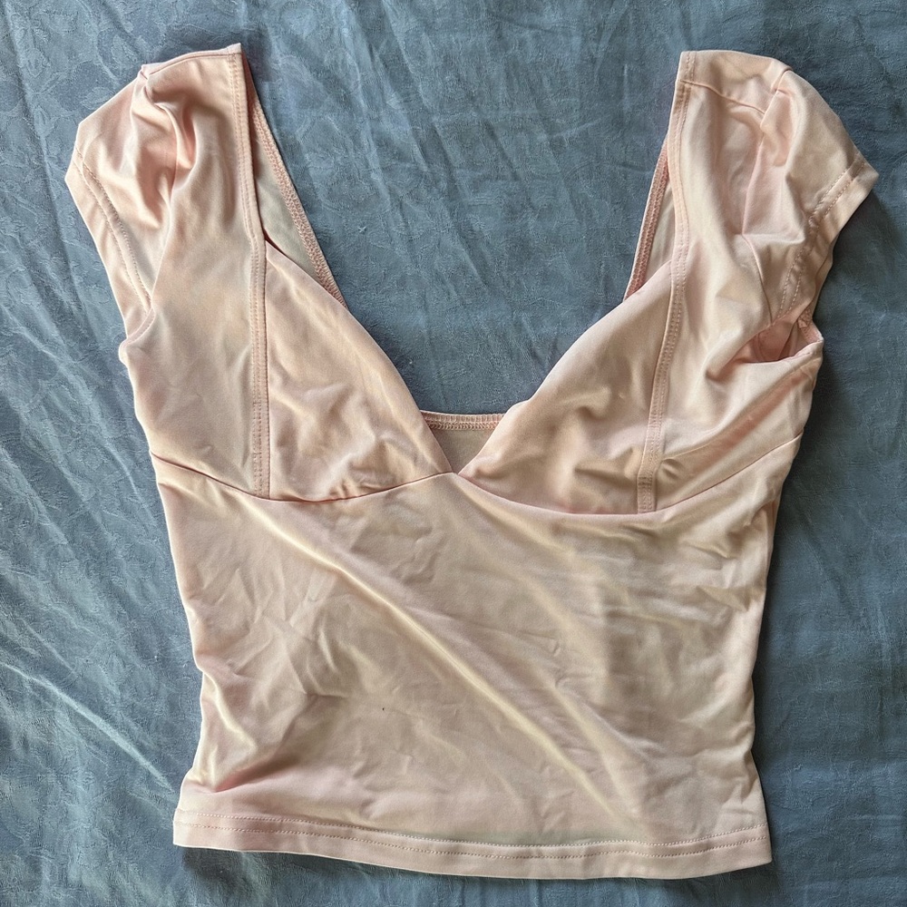 baby pink sweetheart neckline top